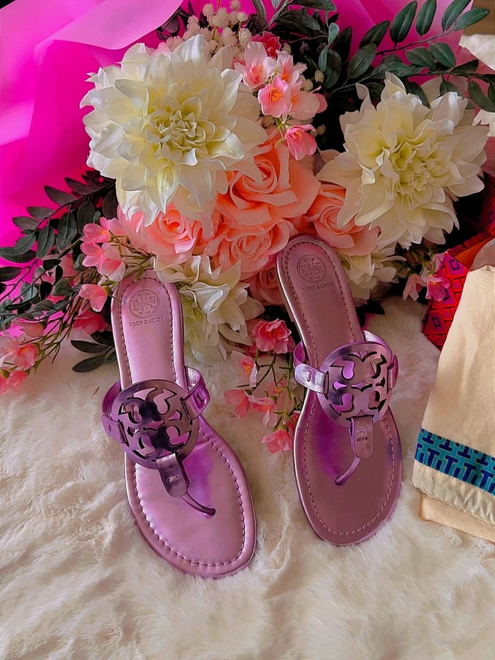 Tory Burch Women’s Pink Metallic Miller Sandals